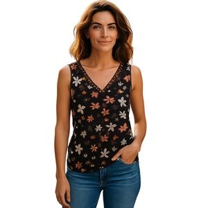 Zeagoo Orange and Black Abstract Sleeveless Tank Top